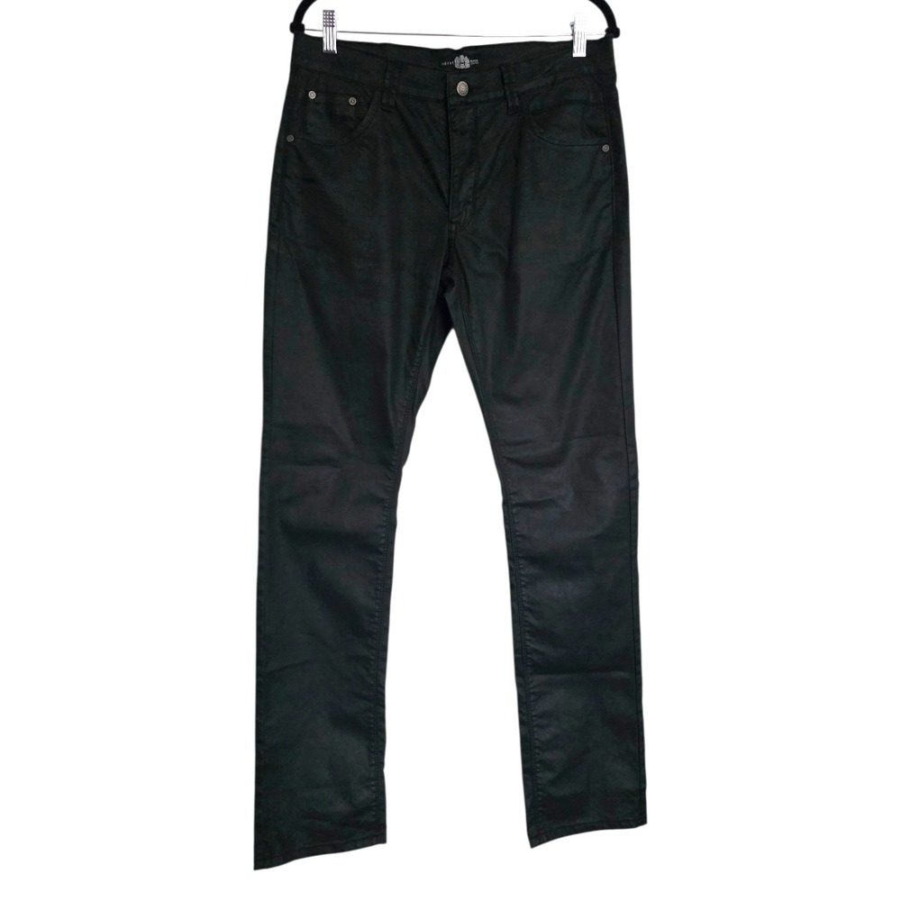 Horst Karl Straight Leg Pants Black Coated Cotton Blend Mens 33